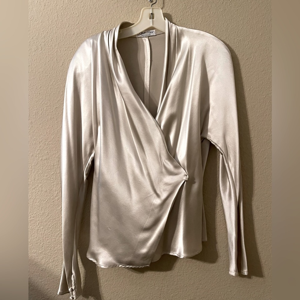 1970s Calvin Klein Made in Hong Kong Silk Blouse